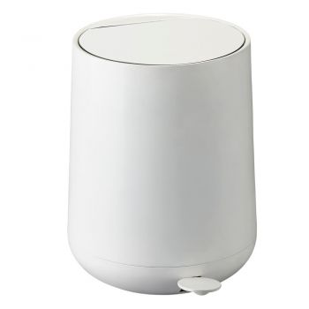 Coș de gunoi alb cu pedală din plastic 5 l Nova – Zone