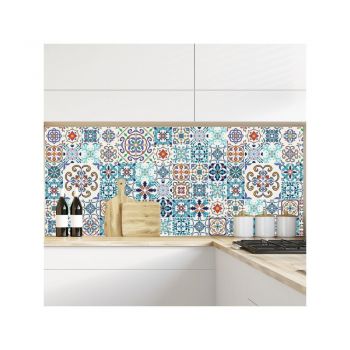 Set 60 autocolante de perete Ambiance Tiles Azulejos Antibes, 10 x 10 cm