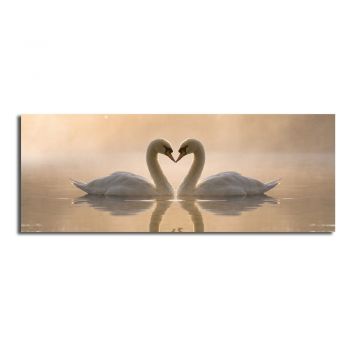 Tablou pe pânză Swan Love, 90 x 30 cm