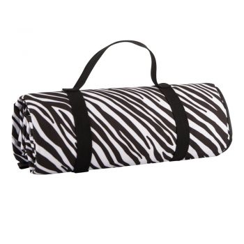 Pătură de picnic Navigate Zebra Stripes, 150 x 140 cm, alb - negru