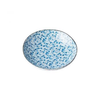 Farfurie adâncă din ceramică albastru-alb, 600 ml Daisy - MIJ