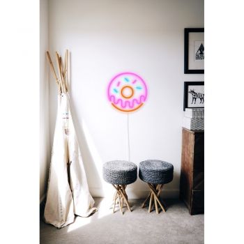 Decorațiune luminoasă de perete Candy Shock Donut, ø 40 cm, roz