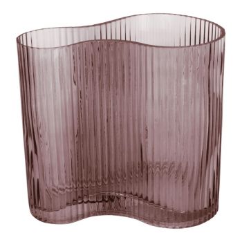Vază din sticlă PT LIVING Wave, înălțime 18 cm, maro
