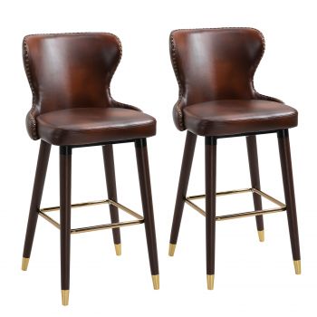 Set 2 scaune bar, stil industrial, 52x53x101cm, maro HOMCOM | Aosom RO