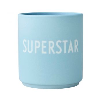 Cană din porțelan Design Letters Superstar, 300 ml, albastru