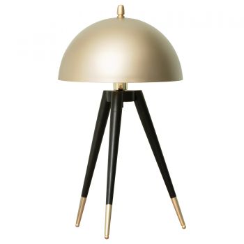 Lampă de masă și noptieră cu trepied și abajur tip cupolă lampă HOMCOM pentru birou cu fixare E27, negru și auriu| Aosom RO