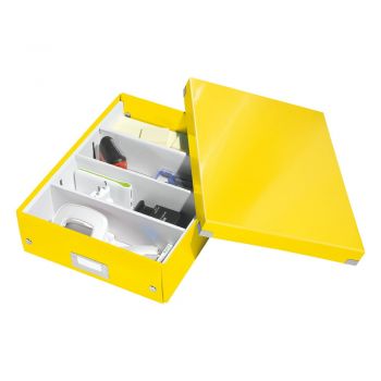 Cutie de depozitare galbenă din carton cu capac 28x37x10 cm Click&Store – Leitz