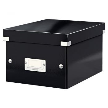 Cutie de depozitare neagră din carton cu capac 22x28x16 cm Click&Store – Leitz