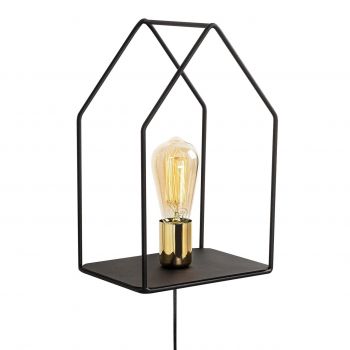 Lampa de perete Opviq Ev, 21x33 cm, E27, 100 W, negru/auriu la reducere
