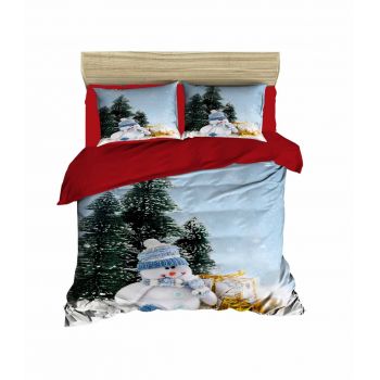 Lenjerie de pat pentru doua persoane, Pearl Home, 431, print 3D, policoton, 4 piese, multicolor