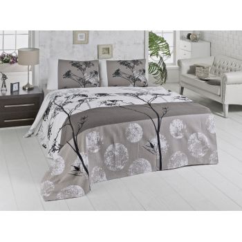 Cuvertura de pat dubla King Size, Victoria, Belezza Grey FR, 220x240 cm, 100% bumbac, multicolor