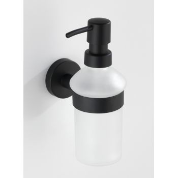 Dozator sapun lichid cu suport de prindere Bosio, Wenko Power-Loc®, 200 ml, inox/sticla, alb/negru