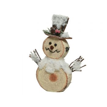 Decoratiune Snowman bark look, Decoris, 4x20x24 cm, spuma, multicolor
