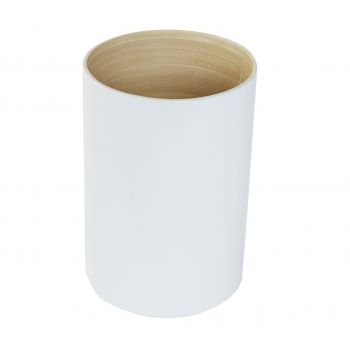Cutie depozitare cilindrica, Compactor, Laccato, 12 x 18 cm, bambus, alb