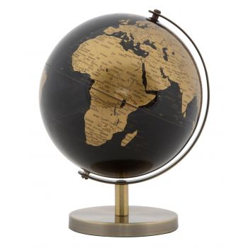Decoratiune Globe Bronze, Mauro Ferretti, Ø13 x 17 cm, plastic/fier, negru/bronz