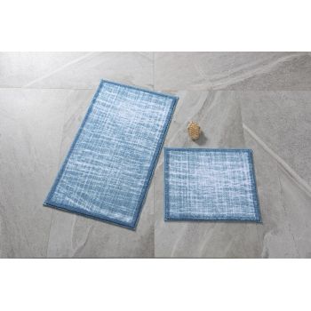 Set 2 covorase de baie Confetti, Confetti, 50x57 cm/57x100 cm, albastru