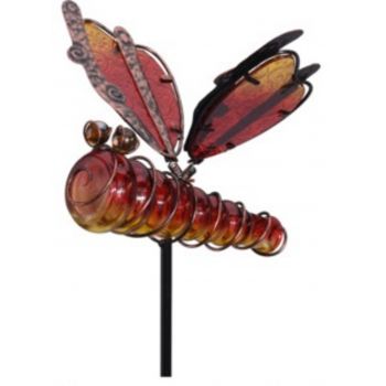Lampa de gradina Dragonfly, 20x6x105 cm, metal, rosu la reducere