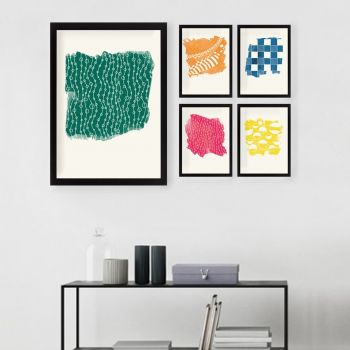 Set 5 tablouri decorative, SET_030, Lulu, 24x29 cm/34x44 cm, plastic