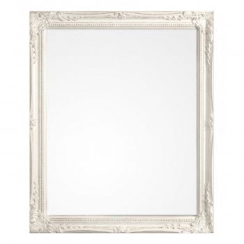 Oglinda decorativa, Miro, Bizzotto, 46x56 cm, lemn de paulownia, alb