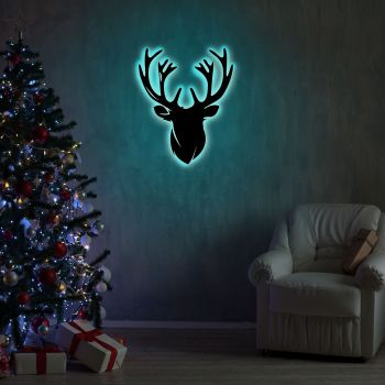 Lampa de perete Deer 2, Neon Graph, 25x30 cm, albastru