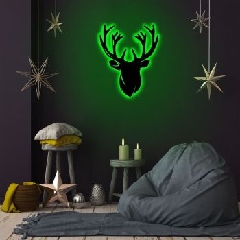 Lampa de perete Deer 2, Neon Graph, 25x30 cm, verde