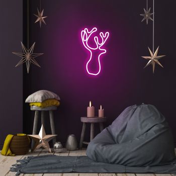 Lampa de perete Deer, Neon Graph, 21x34x2 cm, roz