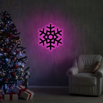 Lampa de perete Snowflake 2, Neon Graph, 28x32 cm, roz