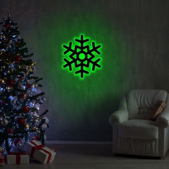Lampa de perete Snowflake 2, Neon Graph, 28x32 cm, verde