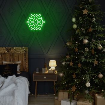 Lampa de perete Snowflake, Neon Graph, 30x26x2 cm, verde