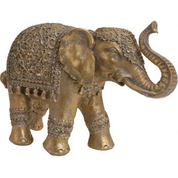 Decoratiune Elephant, 27x9x18 cm, poliston, auriu