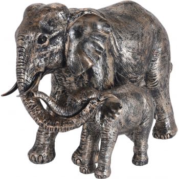 Decoratiune Elephant Mother and Son, 35x17x24 cm, polirasina