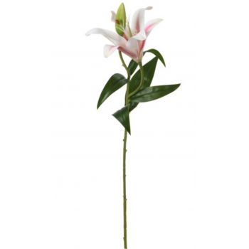 Floare artificiala Lily, 15x16x70 cm, poliester, alb/roz
