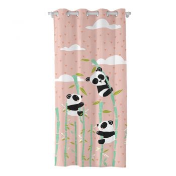 Draperie din bumbac pentru copii Moshi Moshi Panda Garden, 140 x 265 cm, roz