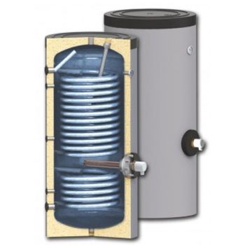 Boiler pentru pentru pompe de caldura Sunsystem SWP 2N 300 litri, cu doua serpentine, pentru conectarea la sisteme solare, de incalzire si sisteme cu pompe de caldura cu multi consumatori