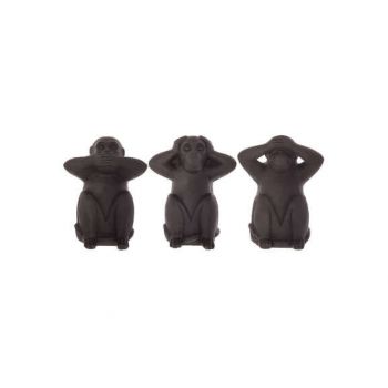 Set 3 Decoratiuni Monkey Negru, 23 Cm