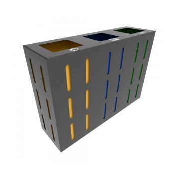OSLO M Insula pentru reciclare cu design elegant pentru spatii moderne metalic de exterior 3x38L 75x25x75 cm