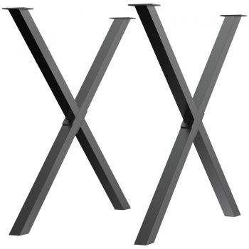 HOMCOM Suporturi pentru Mese și Birouri din Oțel în Formă de X, Set de 2, 40x2.5x43 cm, Negru | Aosom Romania