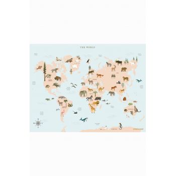 Vissevasse Poster World Map Animal 50x70 cm