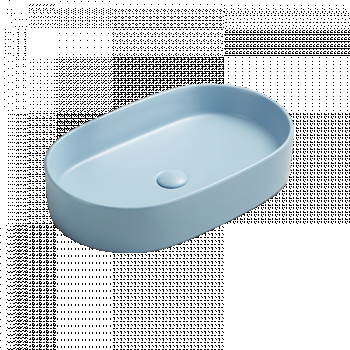 Lavoar baie pe blat, albastru mat, oval, ventil inclus, 52.5 cm, Adelais Foglia