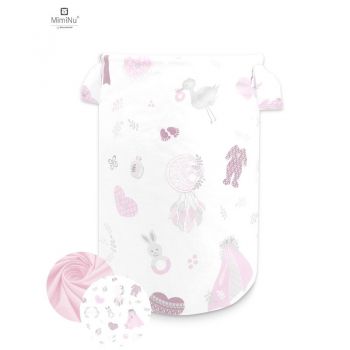 Cos rotund pentru depozitare jucarii 50x35 cm Baby Shower pink MimiNu