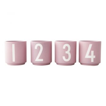 Set de 4 cești roz din imitație de porțelan Design Letters, 0,5 l