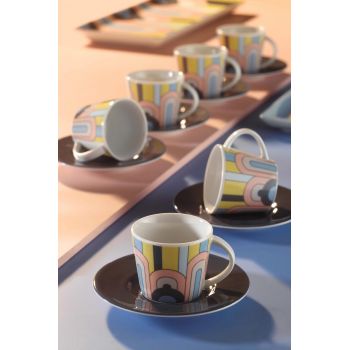 Set de cafea Kutahya Porselen, TL12KT60010876, 12 piese, portelan