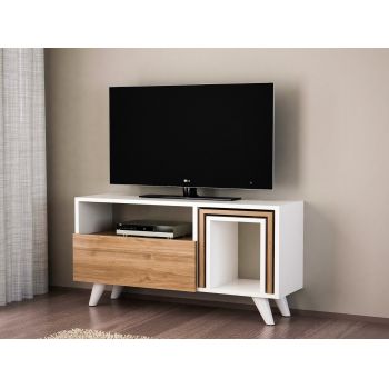 Comoda TV cu masuta Novella K2, Furny Home, 90x29.5x51 cm, alb/bej