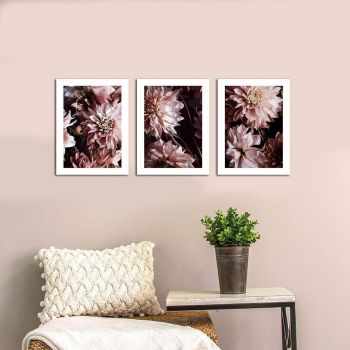 Set 3 tablouri decorative, Alpha Wall, Pastel Flowers, 30x40 cm