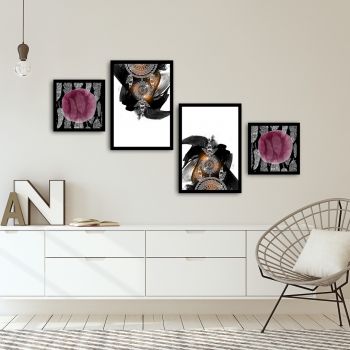 Set 4 tablouri decorative, Alpha Wall, In my Dreams, 30x30/35x50 cm