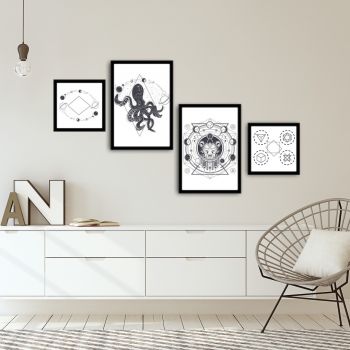 Set 4 tablouri decorative, Alpha Wall, The making of the Universe, 30x30/35x50 cm