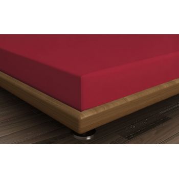 Cearceaf de pat cu elastic, 160x200 cm, 100% bumbac ranforce, Patik, Maroon, rosu inchis