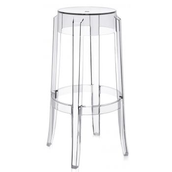 Set 2 scaune bar Kartell Charles Ghost 2005 design Philippe Starck h75cm  transparent