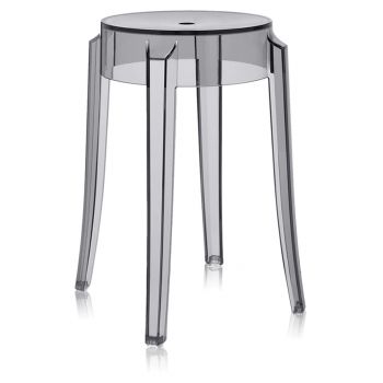 Set 2 scaune Kartell Charles Ghost design Philippe Starck h45cm gri transparent