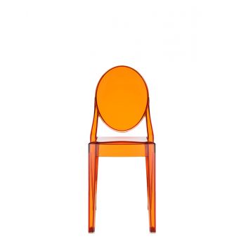 Set 2 scaune Kartell Victoria Ghost design Philippe Starck portocaliu transparent